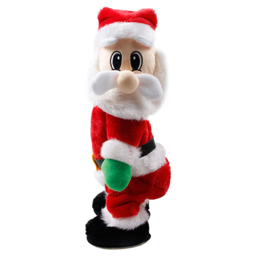 Dancing Santa Claus, gyrates to the music
