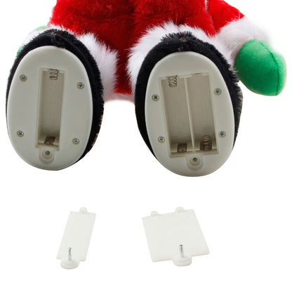 Dancing Santa Claus, gyrates to the music